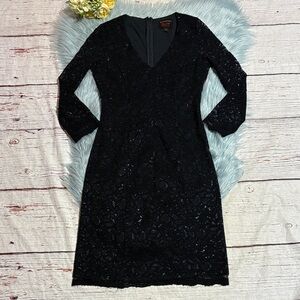 Banana Republic L’Wren Scott Collection Blue Metallic Black Lace Dress sz 2